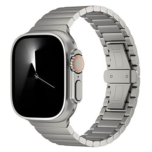 Arktis Titanarmband Phantom kompatibel mit Apple Watch Ultra 1, 2 49 mm, Gliederarmband aus Titan Grad 2, [Sandgestrahlt mit DLC-Beschichtung], [Butterfly-Verschluss], [Ultraleicht] Bandkürzer von Arktis