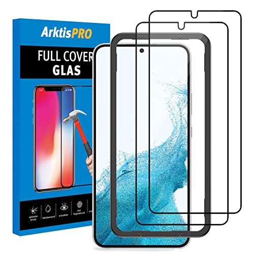 Arktis Glas-Displayschutz kompatibel mit Samsung Galaxy S22 [2er Set] Schutzglas [Full Cover] schwarzer Rahmen, hüllenfreundlich, blasenfrei, mit Aufbringhilfe von ArktisPRO