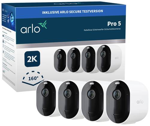 ARLO Pro 5 Spotlight Security Camera with 4x Camera Kit VMC4460P-100EUS WLAN IP-Überwachungskamera- von Arlo