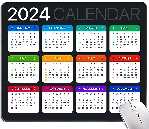 Armanza Mauspad, 2024 Kalender-Mauspad, quadratische Computer-Mauspads mit personalisiertem Kalender-Design, waschbares Mauspad, Büro, Zuhause, Gaming, rutschfeste Gummiunterseite von Armanza