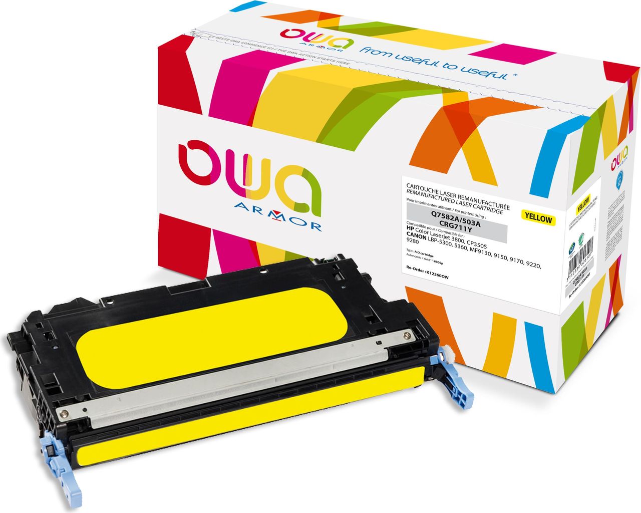 Armor K12260OW - Gelb - HP - HP Color Laserjet 3800 - CP3505 - CANON LBP 5300 - 5360 - MF9130 - 9150 - 9170 - 9220 - 9280 - Q7582A - CRG711Y - 1 Stück(e) - Laser cartridge (K12260OW) von Armor