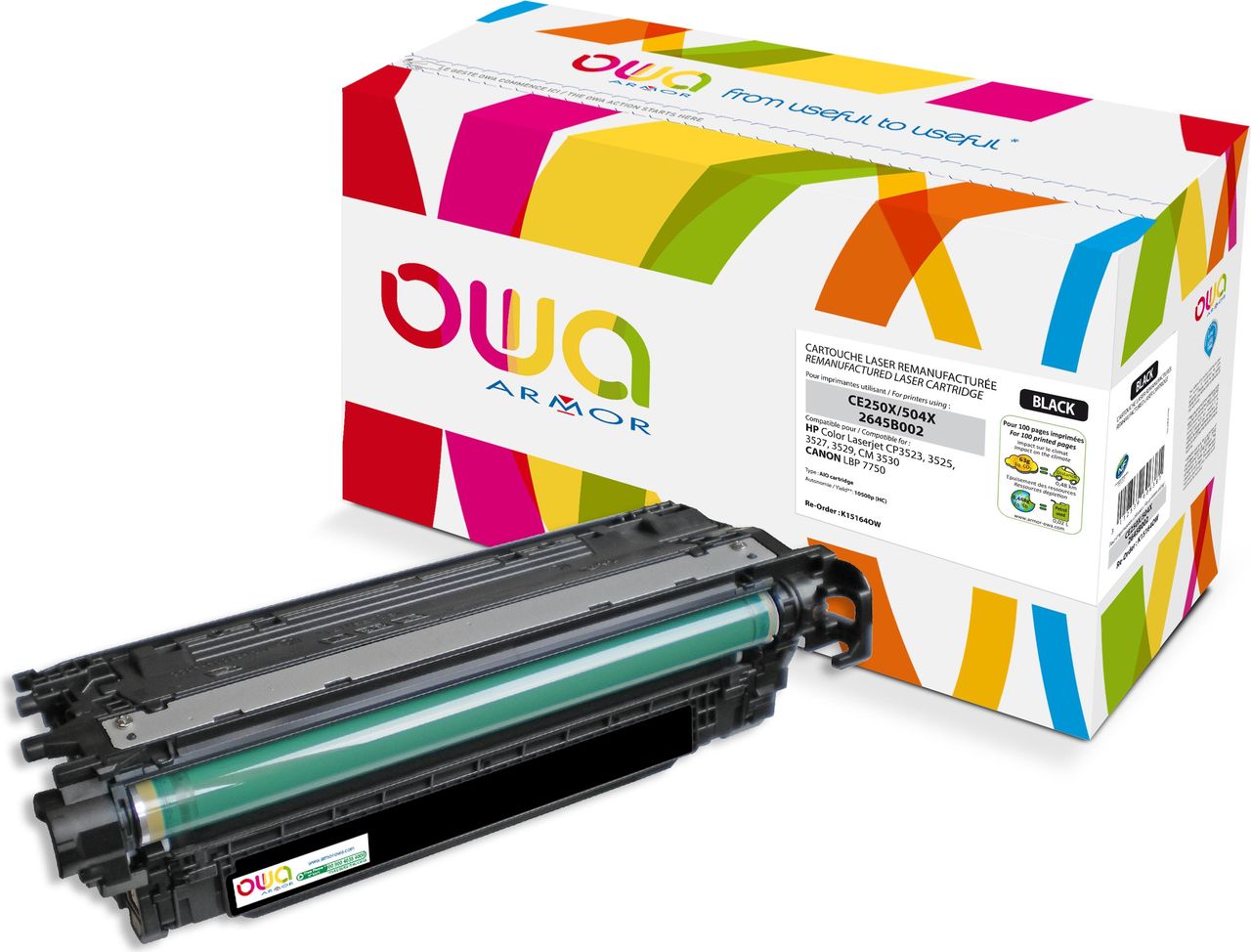 Armor K15164OW - Schwarz - HP - HP Color Laserjet CP3523 - CP3525 - CP3527 - CP3529 - CM3530 - CANON 7750 - CE250X - 2645B002 - 1 Stück(e) - Laser cartridge (K15164OW) von Armor