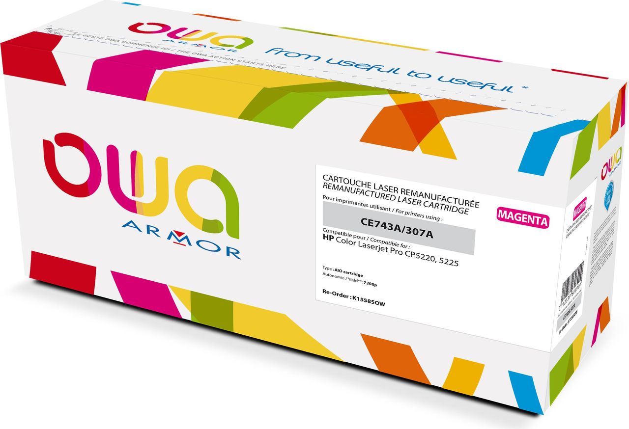 Armor OWA - Magenta - wiederaufbereitet - Tonerpatrone (Alternative zu: HP CE743A) - für HP Color LaserJet Professional CP5225, CP5225dn, CP5225n (K15585OW) von Armor