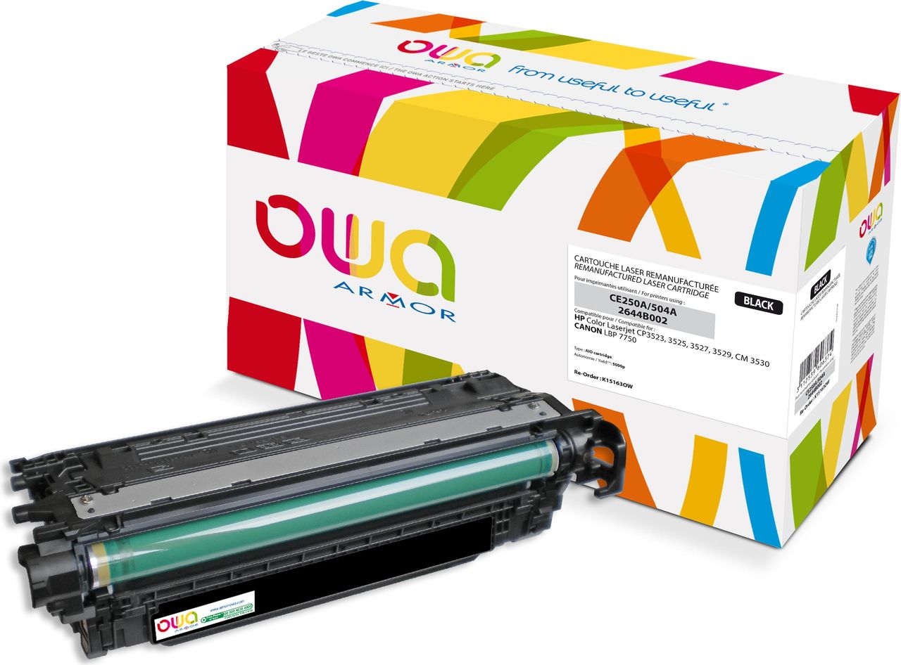 Armor OWA - Schwarz - wiederaufbereitet - Tonerpatrone (Alternative zu: HP CE250A) - für HP Color LaserJet CM3530 MFP, CM3530fs MFP, CP3525, CP3525dn, CP3525n, CP3525x (K15163OW) von Armor