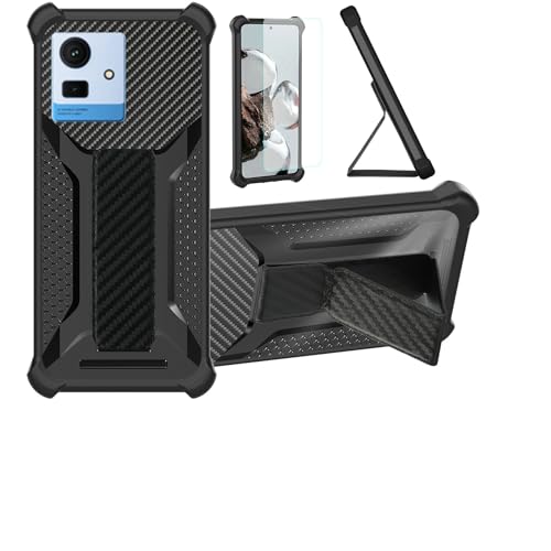 Aroepurt Hülle Für CUBOT Note 50 Hülle Case Handyhülle Schutzhülle Cover [mit gehärtetem Glas-Screen-Protector] Hybrid [Folding Support Magnetic] [Frosted Anti-Fingerprint] Schwarz von Aroepurt