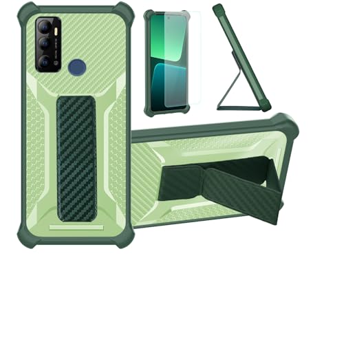 Aroepurt Hülle Für EL E L X60 PRO Hülle Case Handyhülle Schutzhülle Cover [mit gehärtetem Glas-Screen-Protector] Hybrid [Folding Support Magnetic] [Frosted Anti-Fingerprint] Grün von Aroepurt