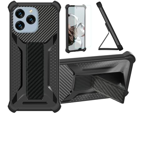 Aroepurt Hülle Für Kxd Classic A07 Hülle Case Handyhülle Schutzhülle Cover [mit gehärtetem Glas-Screen-Protector] Hybrid [Folding Support Magnetic] [Frosted Anti-Fingerprint] Schwarz von Aroepurt