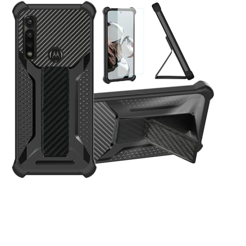 Aroepurt Hülle Für Motorola Moto G8 Power Hülle Case Handyhülle Schutzhülle Cover [mit gehärtetem Glas-Screen-Protector] Hybrid [Folding Support Magnetic] [Frosted Anti-Fingerprint] Schwarz von Aroepurt