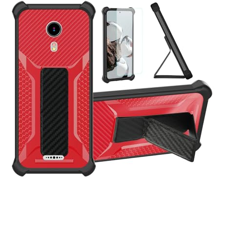 Aroepurt Hülle Für NUU Mobile A1+Plus NUU A1+Plus 4080P Hülle Case Handyhülle Schutzhülle Cover [mit gehärtetem Glas-Screen-Protector] Hybrid [Folding Support Magnetic] [Frosted Anti-Fingerprint] Rot von Aroepurt