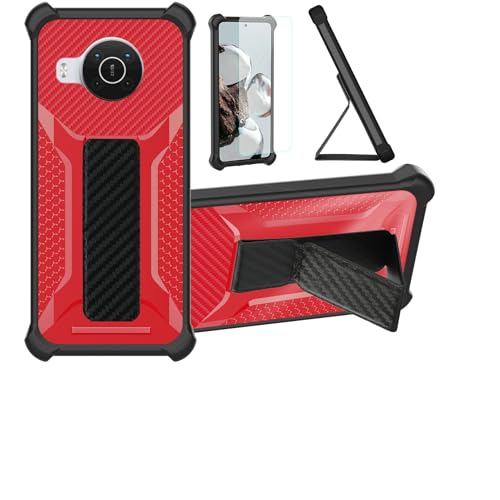 Aroepurt Hülle Für Nokia X10 Hülle Case Handyhülle Schutzhülle Cover [mit gehärtetem Glas-Screen-Protector] Hybrid [Folding Support Magnetic] [Frosted Anti-Fingerprint] Rot von Aroepurt