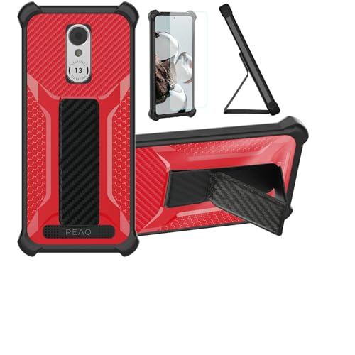 Aroepurt Hülle Für Peaq PSP 400 Hülle Case Handyhülle Schutzhülle Cover [mit gehärtetem Glas-Screen-Protector] Hybrid [Folding Support Magnetic] [Frosted Anti-Fingerprint] Rot von Aroepurt