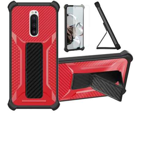 Aroepurt Hülle Für Sony Xperia 1 Hülle Case Handyhülle Schutzhülle Cover [mit gehärtetem Glas-Screen-Protector] Hybrid [Folding Support Magnetic] [Frosted Anti-Fingerprint] Rot von Aroepurt