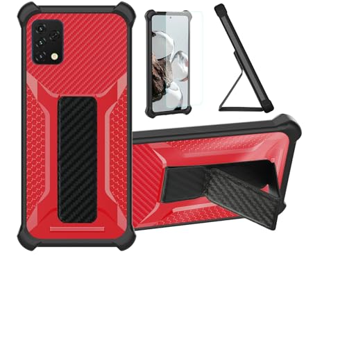Aroepurt Hülle Für Umidigi A11s Hülle Case Handyhülle Schutzhülle Cover [mit gehärtetem Glas-Screen-Protector] Hybrid [Folding Support Magnetic] [Frosted Anti-Fingerprint] Rot von Aroepurt