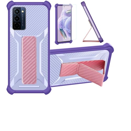 Aroepurt Hülle Für Wiko 10 Smartphone Hülle Case Handyhülle Schutzhülle Cover [mit gehärtetem Glas-Screen-Protector] Hybrid [Folding Support Magnetic] [Frosted Anti-Fingerprint] Lila von Aroepurt