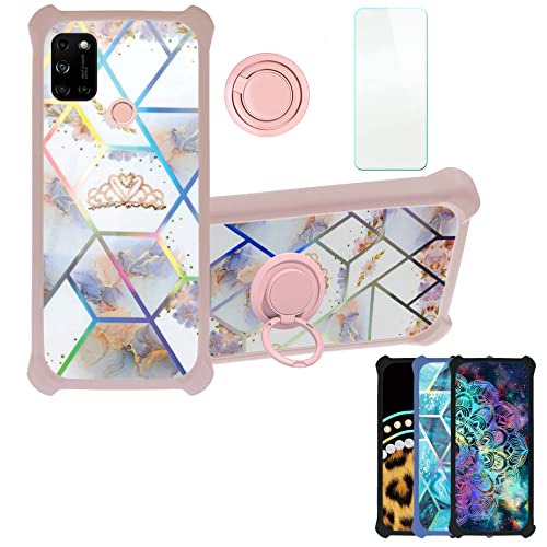 Aroepurt Hülle Für Wiko View 5 hülle Kompatibel mit Wiko View 5 Hülle Case Handyhülle Schutzhülle Cover [Mit 9H Härte HD Schutzfolie] PC + Silikon Ständer IMDF-HG von Aroepurt