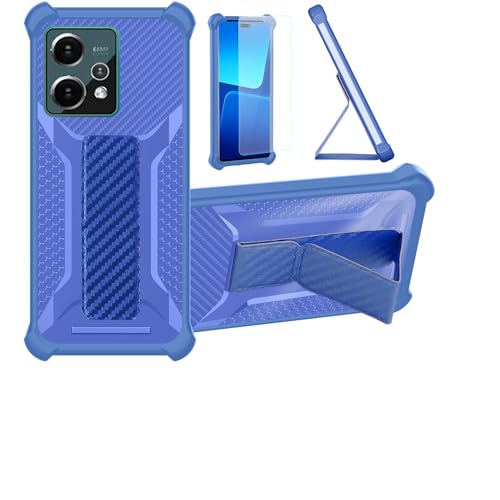 Aroepurt hülle Kompatibel Für HMD Crest Max Hülle Case Handyhülle Schutzhülle Cover [mit gehärtetem Glas-Screen-Protector] Hybrid [Folding Support Magnetic] [Frosted Anti-Fingerprint] Blau von Aroepurt