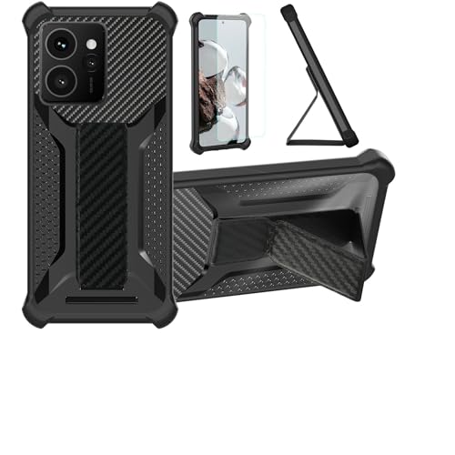 Aroepurt hülle Kompatibel Für HMD Skyline Hülle Case Handyhülle Schutzhülle Cover [mit gehärtetem Glas-Screen-Protector] Hybrid [Folding Support Magnetic] [Frosted Anti-Fingerprint] Schwarz von Aroepurt