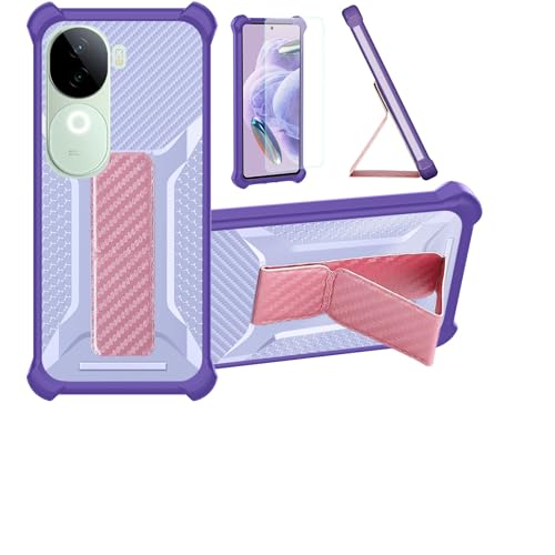 Aroepurt hülle Kompatibel Für Motorola Moto G75 5G Hülle Case Handyhülle Schutzhülle Cover [mit gehärtetem Glas-Screen-Protector] Hybrid [Folding Support Magnetic] [Frosted Anti-Fingerprint] Lila von Aroepurt