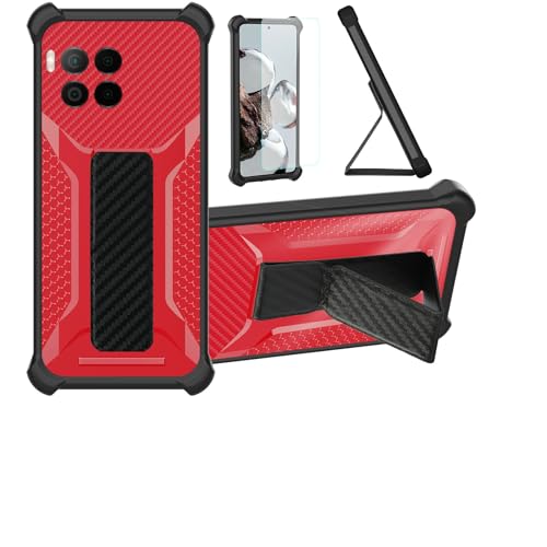 Aroepurt hülle Kompatibel Für T-Mobile T Phone 2 Pro 5g Hülle Case Handyhülle Schutzhülle Cover [mit gehärtetem Glas-Screen-Protector] Hybrid [Folding Support Magnetic] Rot von Aroepurt