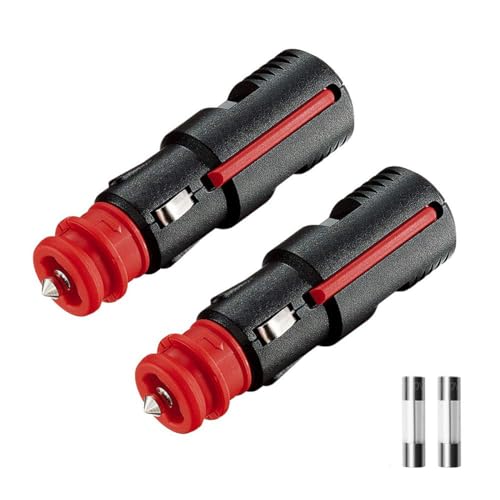 KFZ Universal 12V Zigarettenanzünder Stecker, 21mm Zig./ 12mm DIN- kein Zigarettenanzünder Steckdose 12-24 Volt Normstecker mit 10A Sicherung für Auto LKW PKW Wohnmobil Motorrad (2 PCS) von AromeLivii