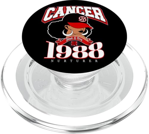 Krebs 1988 Afro-Königin Sternzeichen Geburtstag Seele Natürliche Geschenke PopSockets PopGrip für MagSafe von Around The Way Girls: Phenomenally Black Queen