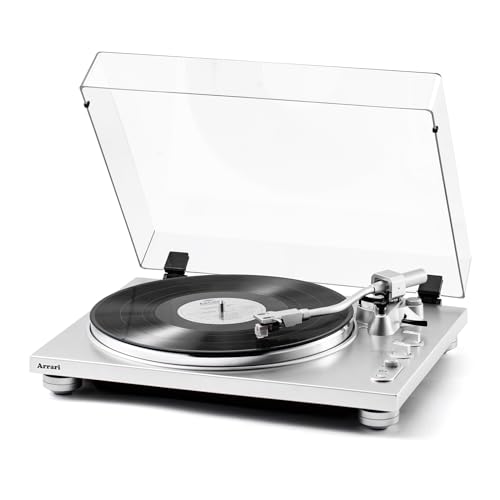 Arrari PR-100 Plattenspieler mit Riemenantrieb Bluetooth Vinyl-Schallplattenspieler 2 Geschwindigkeiten 33 oder 45 U/min, Beweglicher Magnet-Tonabnehmer AT-3600L, Metallgehäuse von Arrari