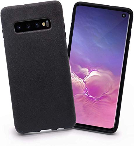 Arrivly Handyhülle für Samsung S10 Hülle Silikon Mikrofaser Wildleder Optik Kratzfest Cover Flexibles (Stoßfestigkeit Schutz) Rehleder Schutzhülle Galaxy S10 Case - Schwarz von Arrivly