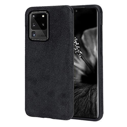 Arrivly Handyhülle für Samsung S20 Ultra Hülle Silikon Mikrofaser Wildleder Optik Kratzfest Cover Flexibles (Stoßfestigkeit Schutz) Rehleder Schutzhülle Galaxy S20 Ultra Case - Schwarz von Arrivly