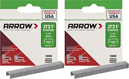 Arrow Fastener 214-2 Original JT21 1/4 Zoll Heftklammern, 1.000 Heftklammern, 2 Stück von Arrow