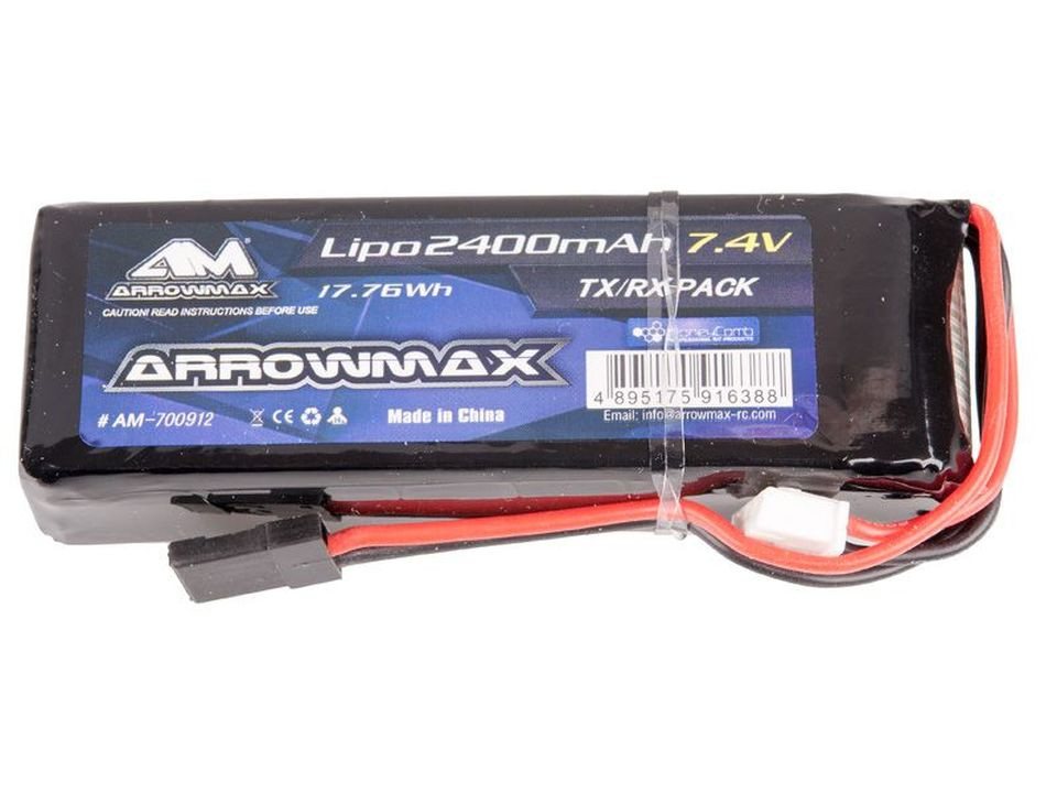 ArrowMax Arrowmax Competition LiPo Micro RX-Pack Straight # 2400mAh 7.4V Akku von ArrowMax