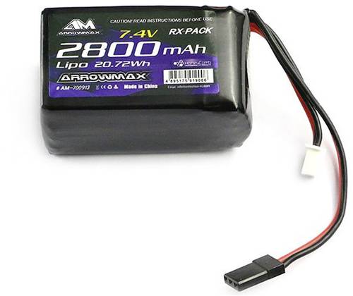 ArrowMax Modellbau-Empfängerakku (LiPo) 7.4V 2800 mAh Hump JR von ArrowMax