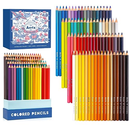Arrtx 72 Buntstifte für Erwachsene Färbung, Premium Soft Core Buntstifte Set für Zeichnung Blending Schattierung Skizzieren, Professionelle Färbung Bleistifte Art Supplies für Künstler, Anfänger von Arrtx