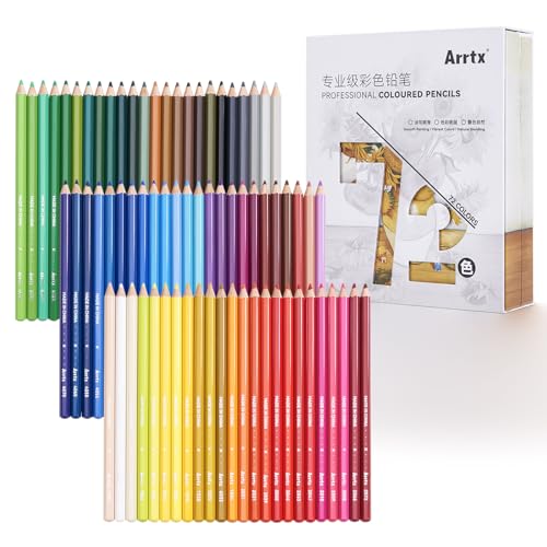 Arrtx Buntstifte-Set, 72 Buntstifte, perfekt für Erwachsene und Künstler, Skizzieren, Schattieren und Kritzeln, weicher Kern, Farbstifte für Erwachsenen-Malbuch.. von Arrtx
