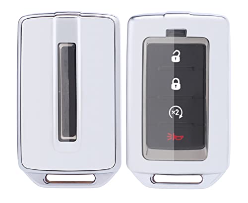 Schlüsselanhänger Abdeckung Hülle Fit für Jeep Grand Cherokee Grand Wagoneer 2021 2022 Weiche TPU Keyless Entry Fernbedienung Halter Skin Protector (Silber) von Arruweer