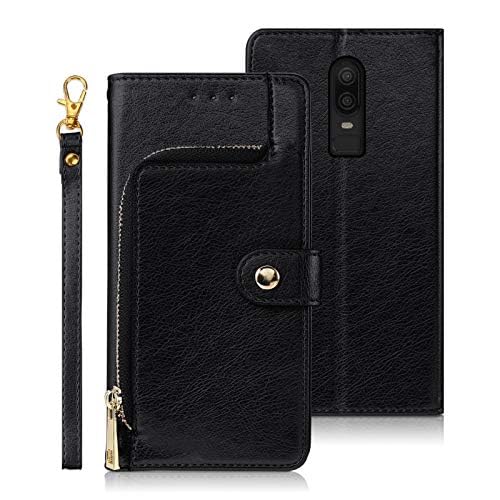 Arseaiy Hülle für Samsung Galaxy X Cover 5 Flip Phone Case PU Leder Reißverschluss Tasche Wallet Case Cover mit Kartenhalter Kickstand Shell Schwarz von Arseaiy
