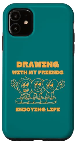 Zeichnen mit Freunden genießen Sie das Leben Skizze Kunst Illustration Hülle für iPhone 11 von Art Co.