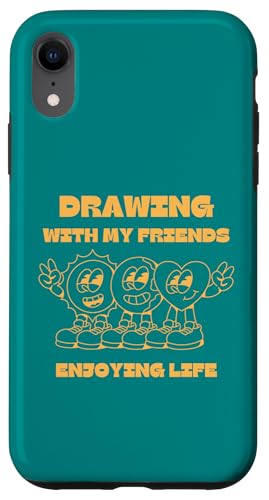 Zeichnen mit Freunden genießen Sie das Leben Skizze Kunst Illustration Hülle für iPhone XR von Art Co.