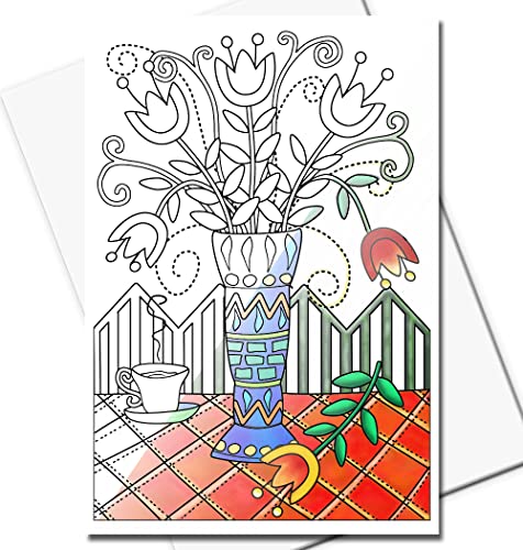 Art Eclect Grußkarte zum Ausmalen, Ideal für Geburtstage und für Danksagungen | 10 Einzigartige Designs zum Ausmalen und Verschenken | inkl. Briefumschlägen | Gartenmotive von Art Eclect