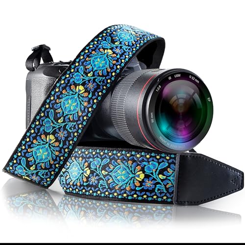 Vintage blau Gurt gewebt Kameragurt für alle DSLR Kamera - Bestickt universal Smart DSLR Gurt, Blumenmuster Schultergurt Gurt für Canon, Nikon, Sony, Fujifilm und Digitalkamera Vintage blau Gurt gewebt Kameragurt für alle DSLR Kamera - Bestickt universal Smart DSLR Gurt, Blumenmuster Schultergurt Gurt für Canon, Nikon, Sony, Fujifilm und Digitalkamera von Art Tribute