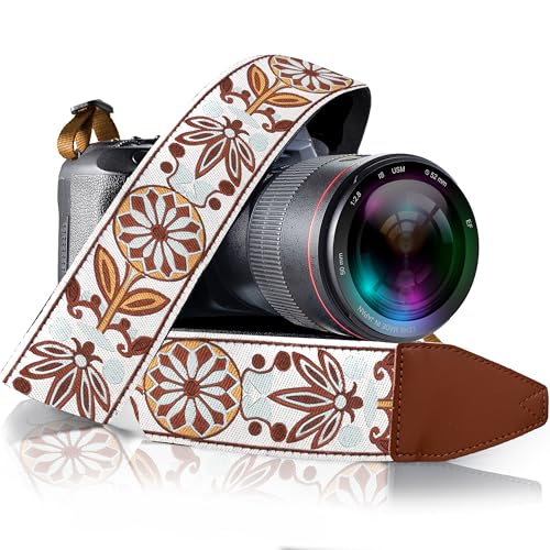Art Tribute Weiß Gewebt Vintage Kameragurt Gürtel für Alle DSLR Kamera - Elegant Universal DSLR Gurt, Blumenmuster Nacken Schulter Kameragurt für Canon, Nikon, Sony, Fujifilm und Digitalkamera Art Tribute Weiß Gewebt Vintage Kameragurt Gürtel für Alle DSLR Kamera - Elegant Universal DSLR Gurt, Blumenmuster Nacken Schulter Kameragurt für Canon, Nikon, Sony, Fujifilm und Digitalkamera von Art Tribute