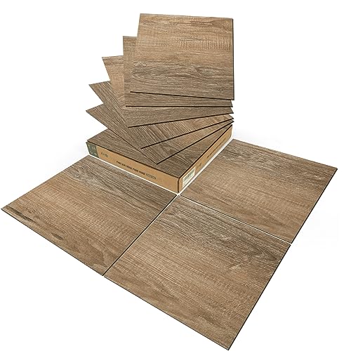 Art3d PVC-Bodenbelag Selbstklebende Bodenfliese Fliesen 30 x 30 cm DIY Vinyl-Dielen Vinylboden Wasserdichter Dielenboden Holzoptik Küche Esszimmer Schlafzimmer 30 Stück Hellbraun 2,7 m² von Art3d