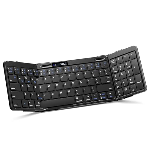 Faltbare Bluetooth-Tastatur, Full-Size Folding Portable Keyboard with Numeric Keypad, Battery Display & Lock Hinge, Travel Wireless Keyboards for Tablet Smartphone Laptop PC Windows iOS Android Faltbare Bluetooth-Tastatur, Full-Size Folding Portable Keyboard with Numeric Keypad, Battery Display & Lock Hinge, Travel Wireless Keyboards for Tablet Smartphone Laptop PC Windows iOS Android von Artciety