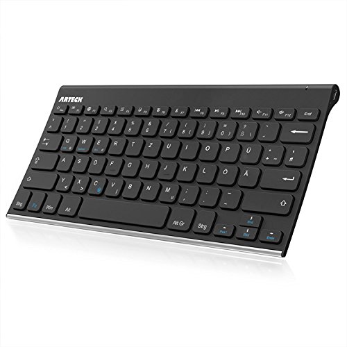 Arteck Bluethooth Tastatur, QWERTZ Deutsche Wireless Tastatur mit Rostfreier Stahl Kabellose Tastatur, für iOS iPad Pro, iPad Air, iPad Mini, Android, MacOS, Windows, Tablets, PC, Smartphone von Arteck