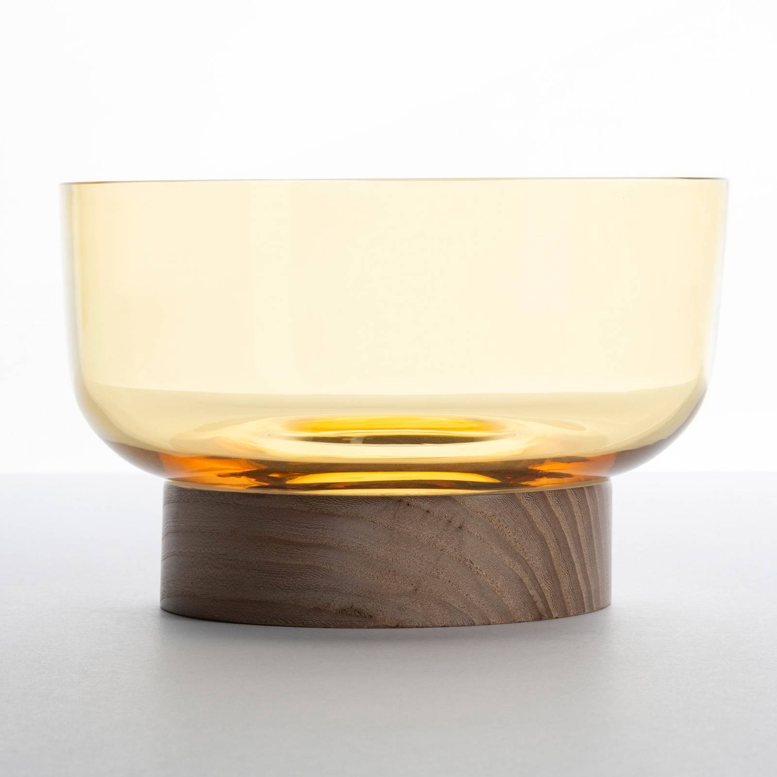 Artemide Bontà Glasschüssel mit Holzfuß, gelb von Artemide