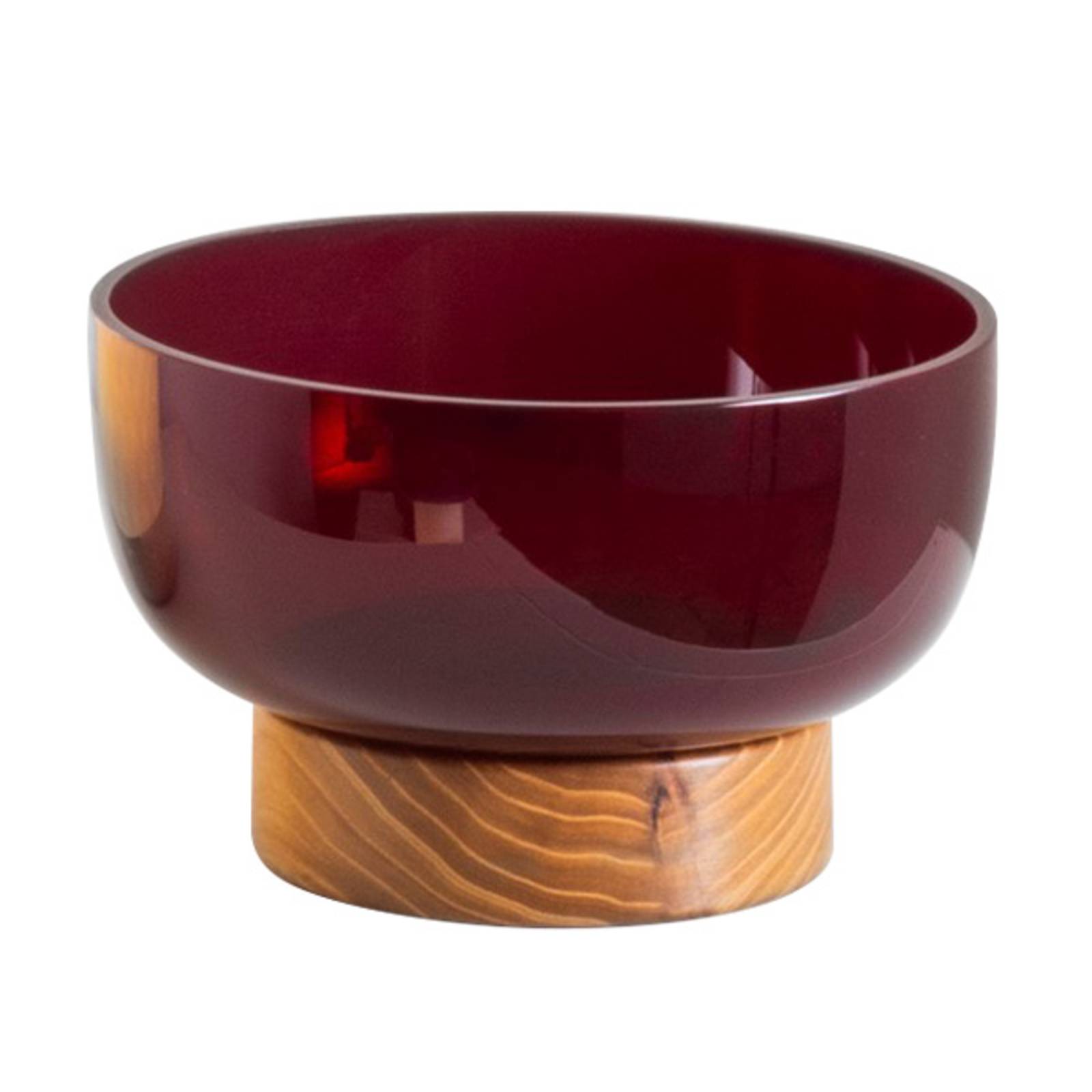 Artemide Bontà Glasschüssel mit Holzfuß, rot von Artemide