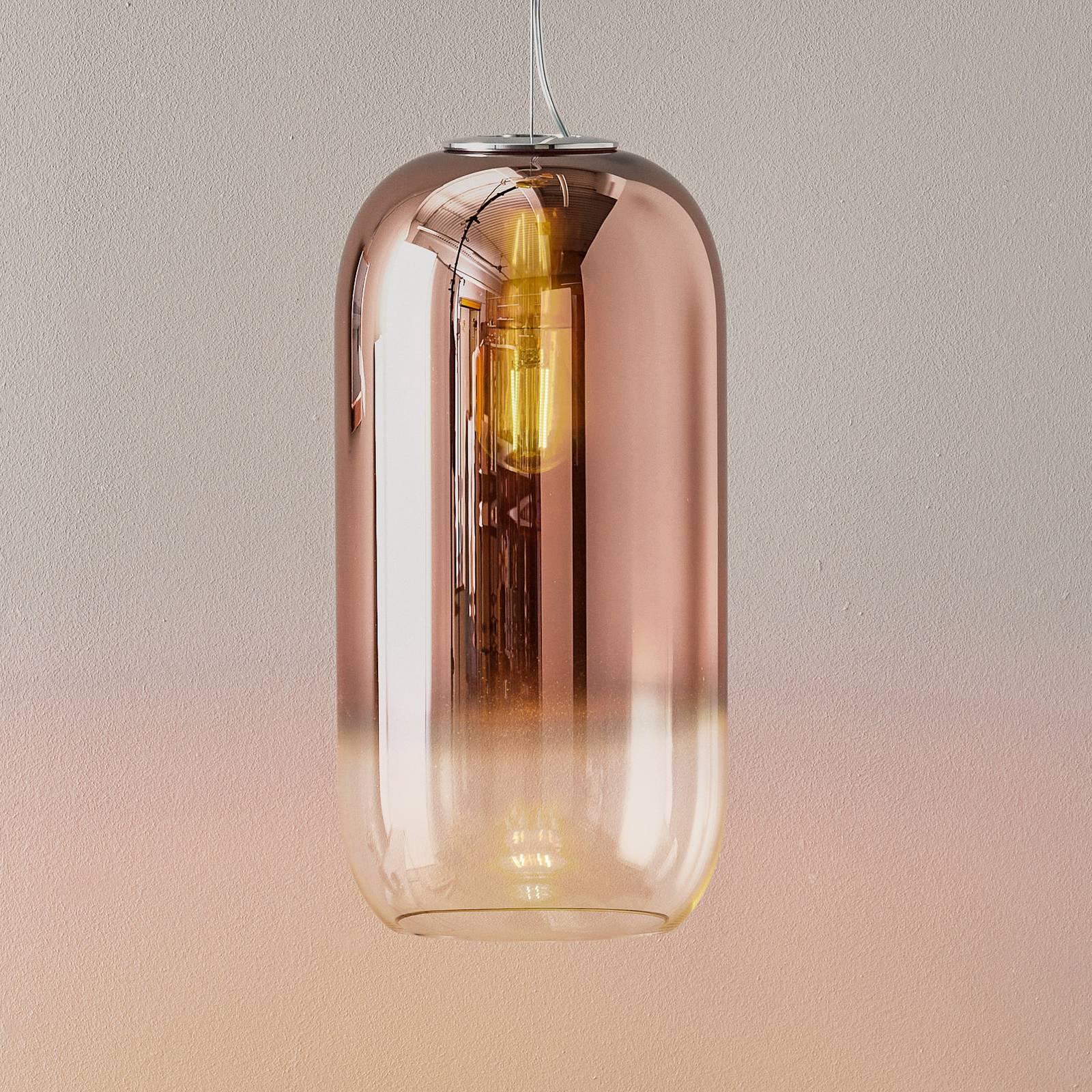 Artemide Gople Glas-Pendelleuchte, kupfer/silber von Artemide