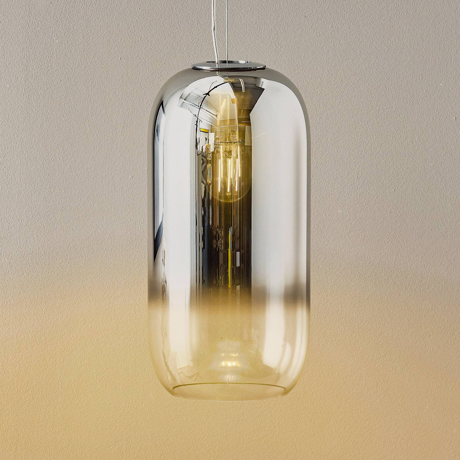 Artemide Gople Glas-Pendelleuchte, silber/silber von Artemide