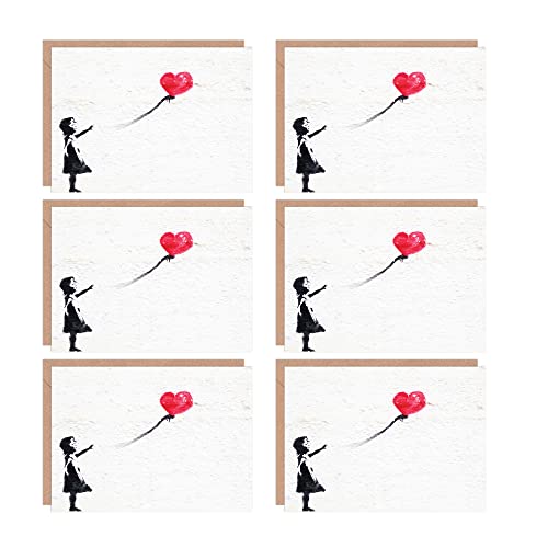 Artery8 Banksy Balloon Girl Graffiti Love Heart Blank Greeting Cards With Envelopes Pack of 6 von Artery8