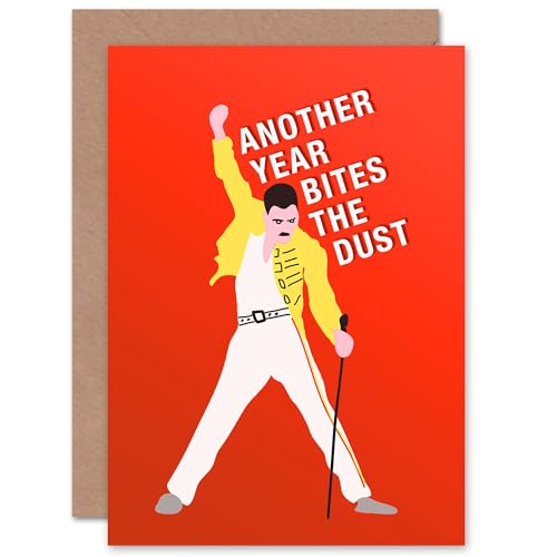 Artery8 Birthday Another Year Bites the Dust Queen Mercury For Him Her Blank Inside Greeting Card von Artery8