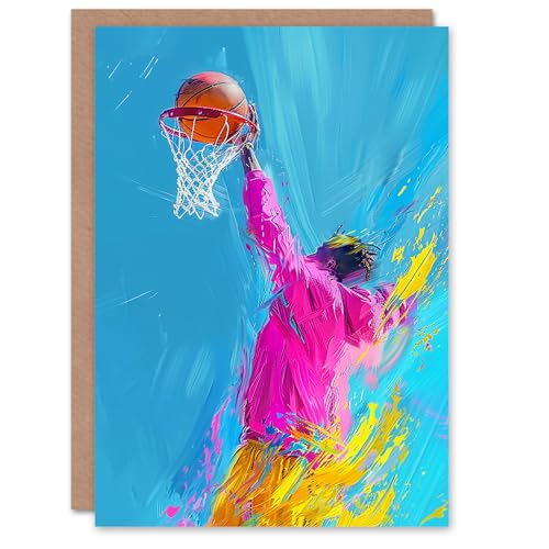 Artery8 Abstrakt Hell Basketballkorb Slam Dunk Mann Geburtstagskarte von Artery8